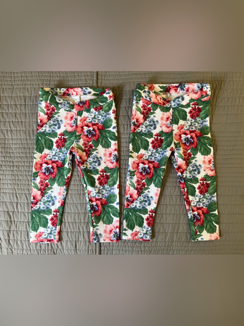 TWIN GIRLS | Janie and Jack Floral Leggings 12-18m NWOT